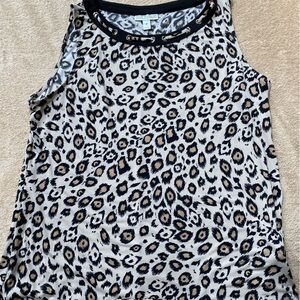 Dana Buchanan Animal Print Sleeveless blouse w/unique neckline design. Size XL